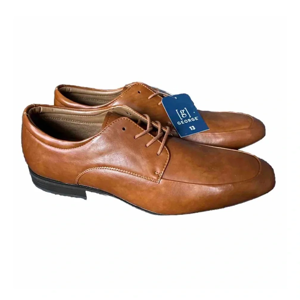George Shoes Mens Size 13 Oxford Lace-Up Design Brown‎ Dress Shoes New
